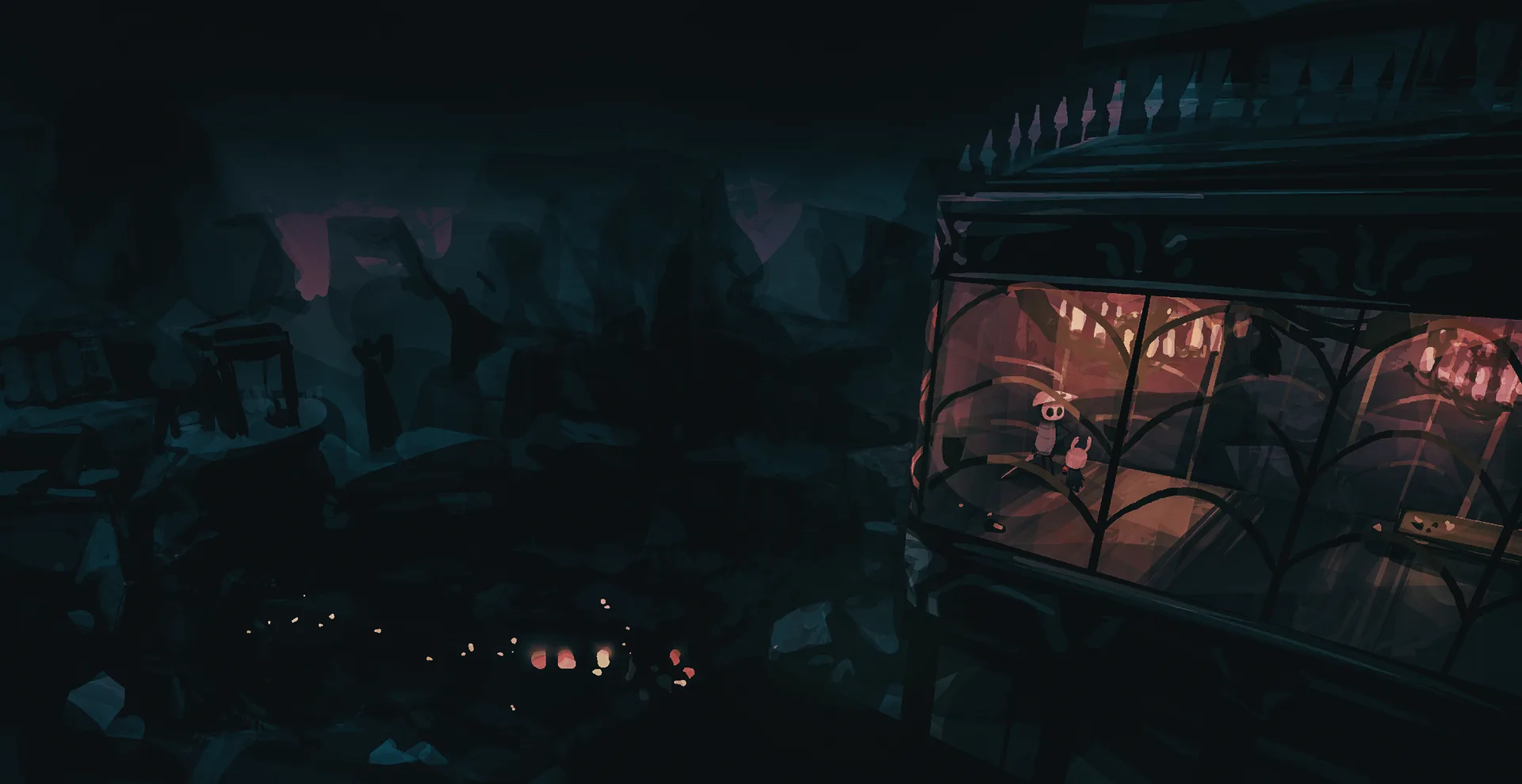 Hollow Knight · video game art · landscape · catadioptric