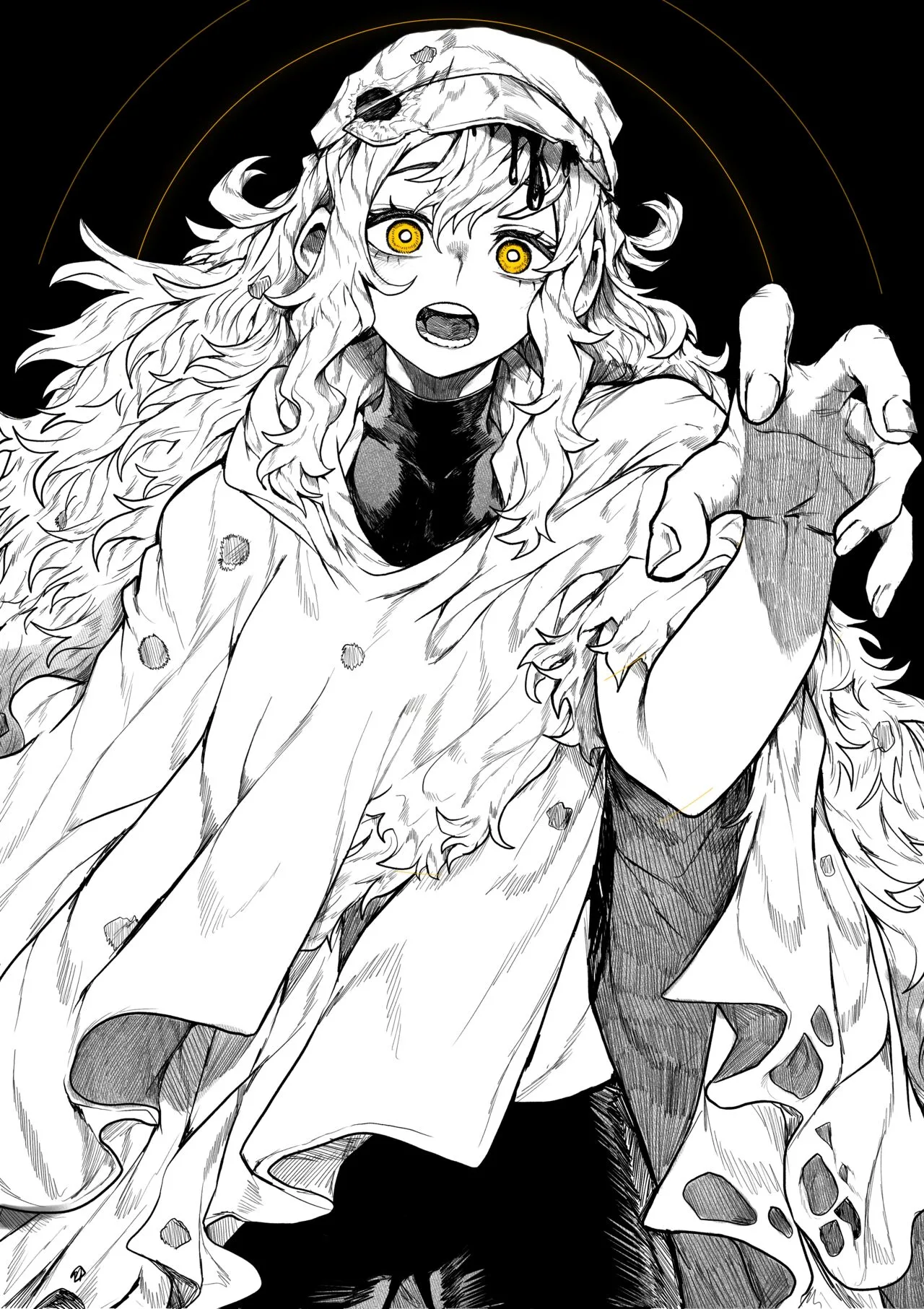 YotsumiShiro · female character · wavy hair · yellow eyes