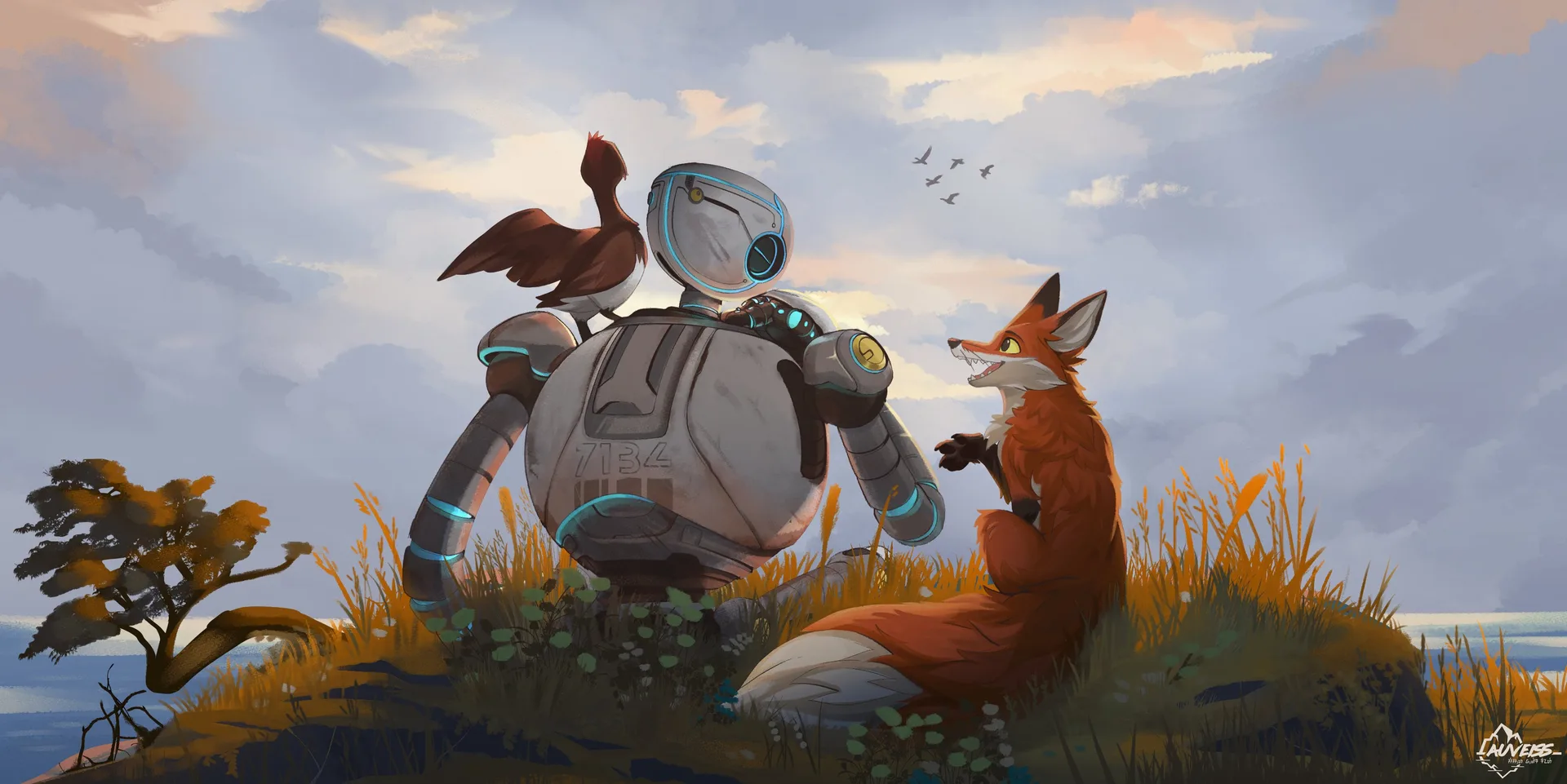 auveiss · The Wild Robot · plants · clouds