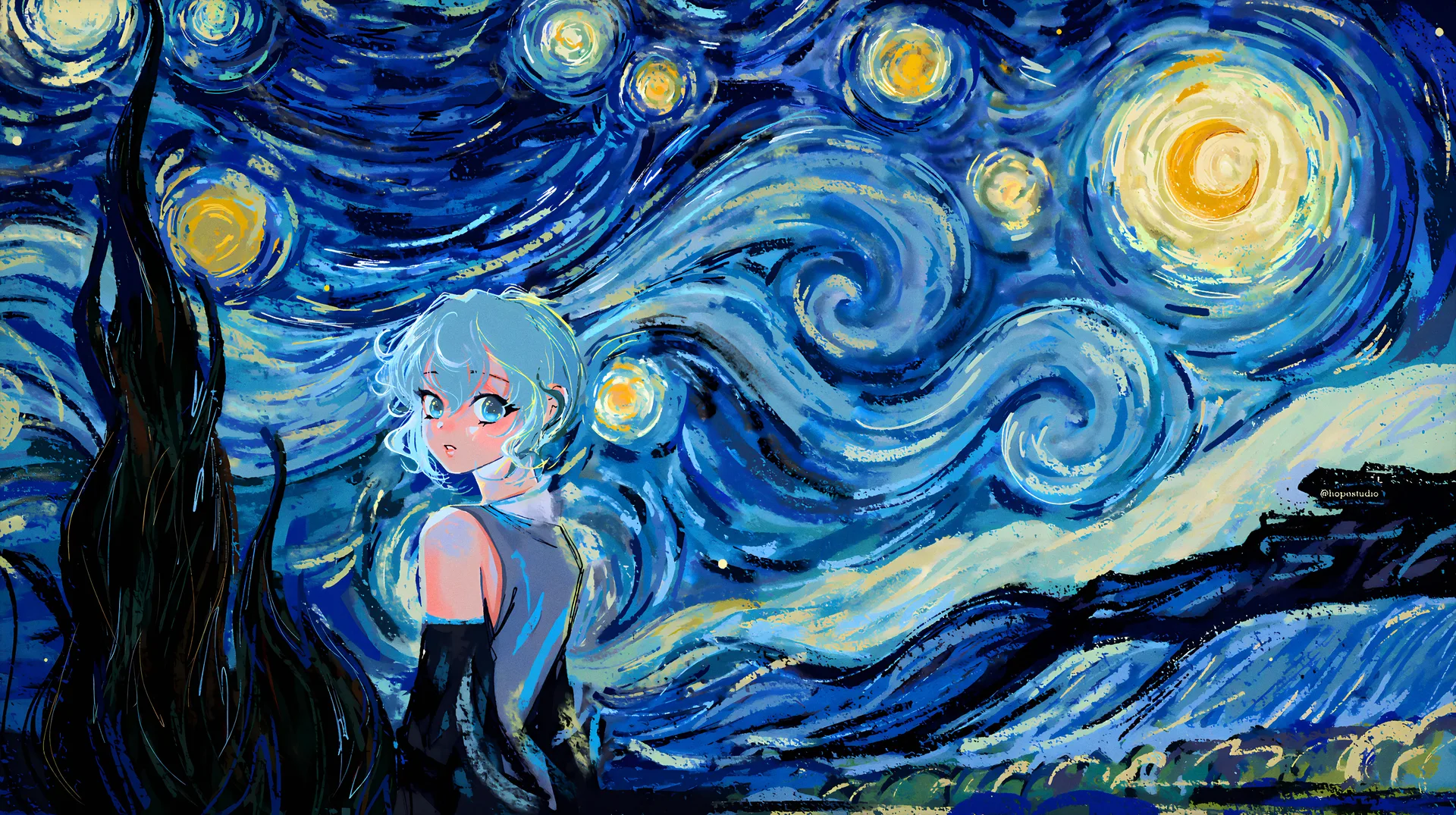 The Starry Night · stars · blue eyes · hopestudio__