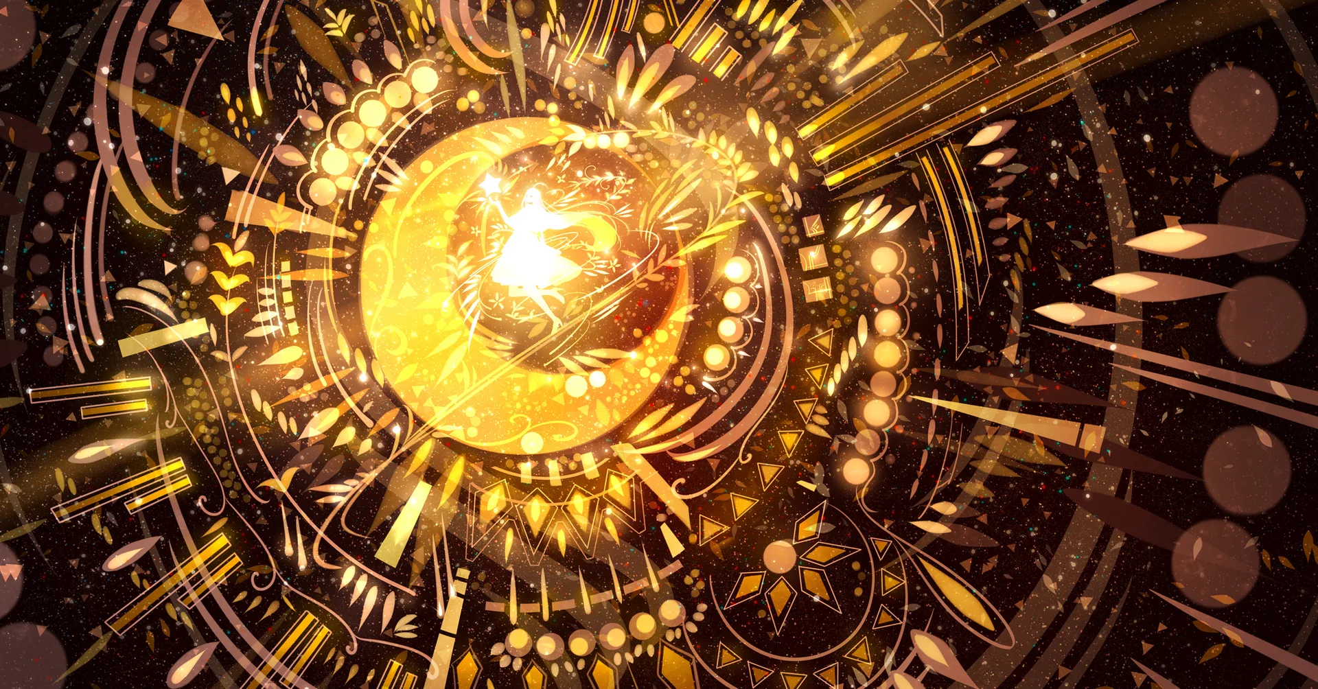 anime girls · gold · Bou Nin · ultrawide