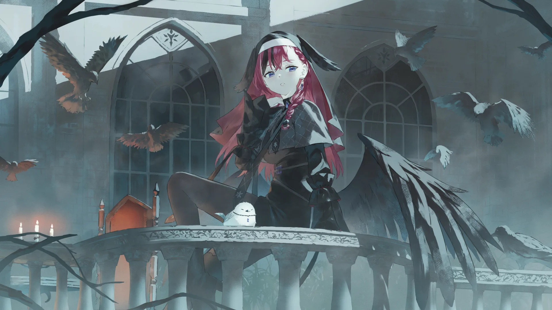 fagikakikaki · anime girls · sitting · long hair