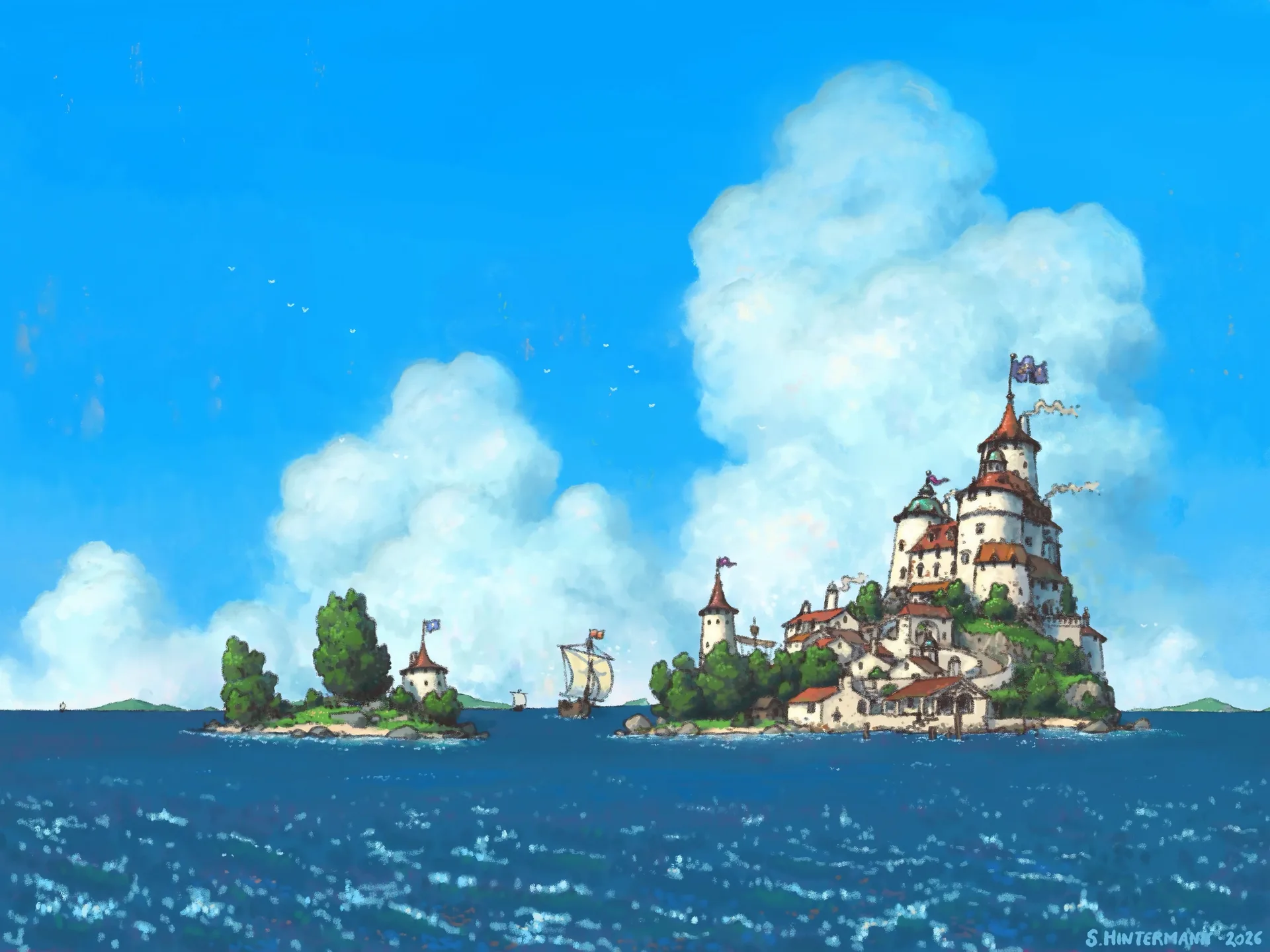 Simon Hintermann · castle · sea · island