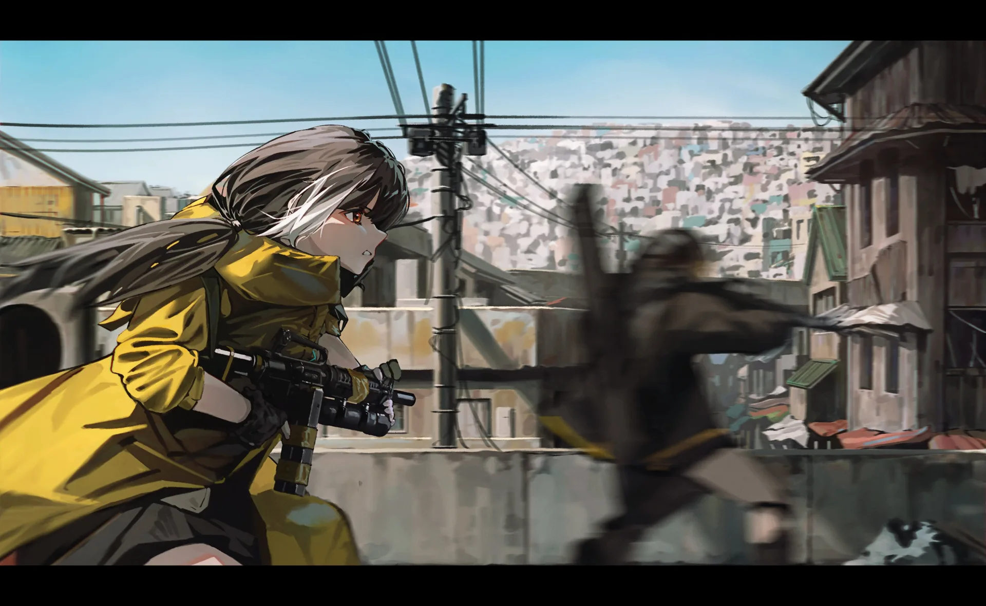 RO635 (Girls' Frontline) · M16A1 (Girls' Frontline) · girls with guns · side view