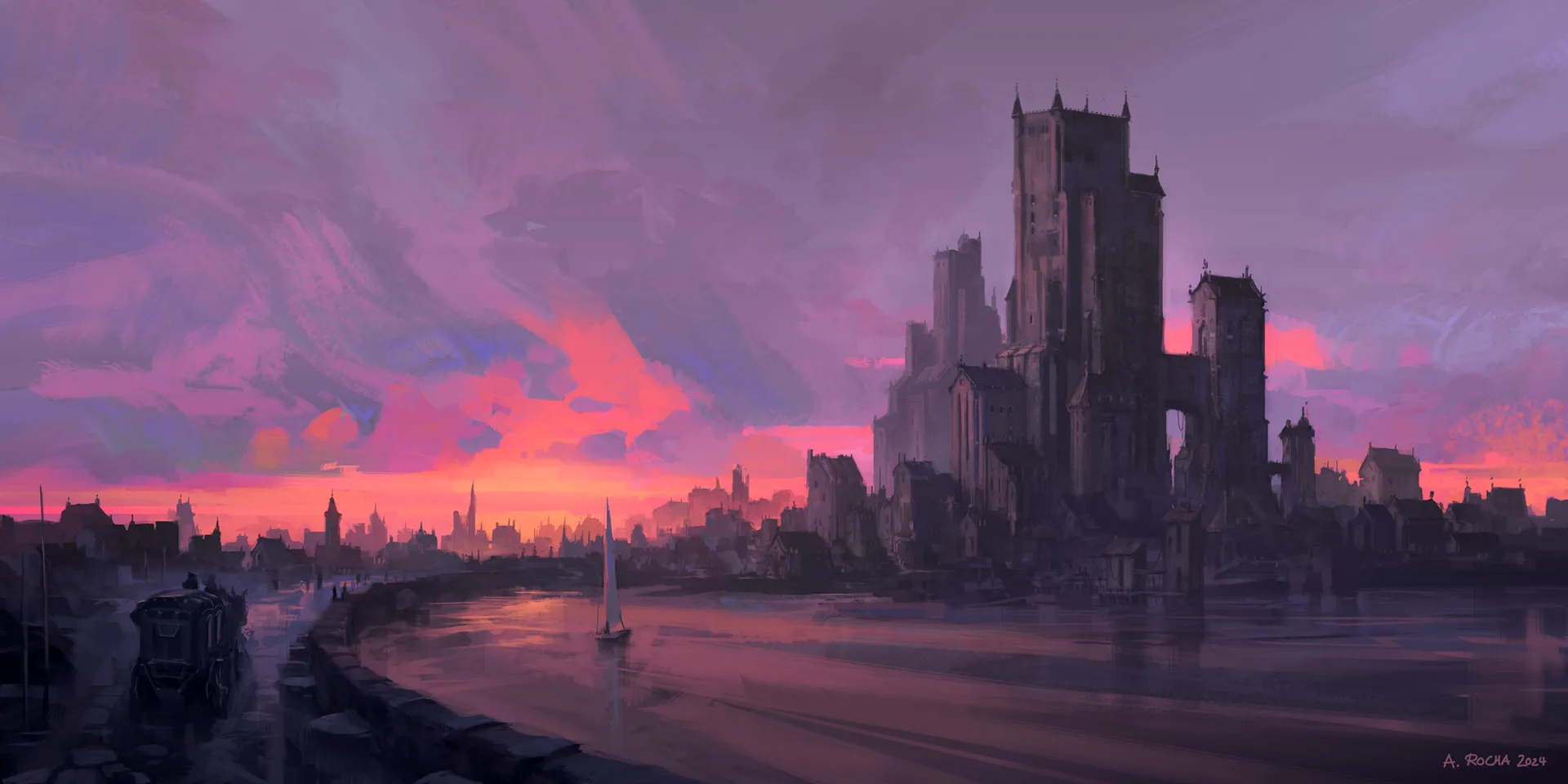 Andreas Rocha · castle · boat · reflection