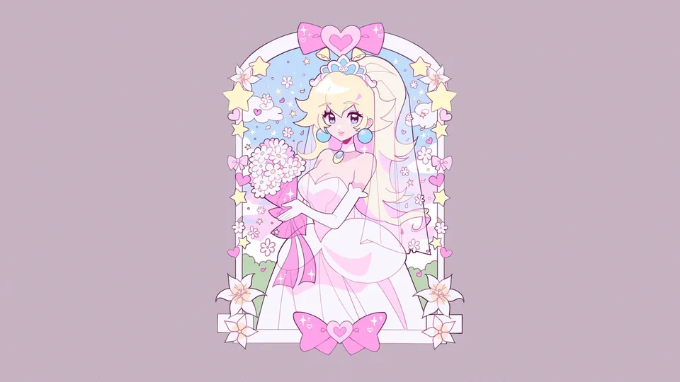 video game girls · simple background · Nintendo · wedding dress