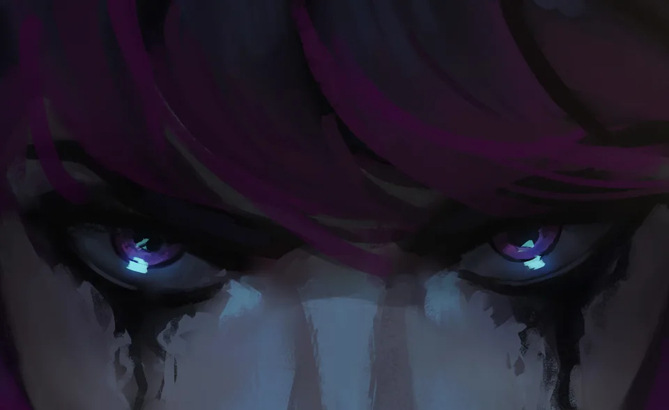 Julien Sandoz · angry · purple hair · concept art