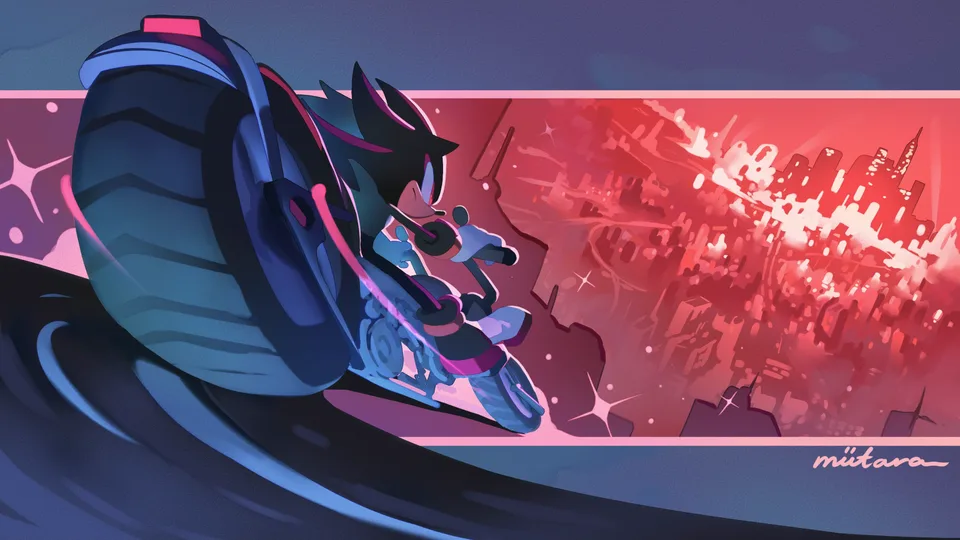 Shadow the Hedgehog · miitara · video game art · motorcycle