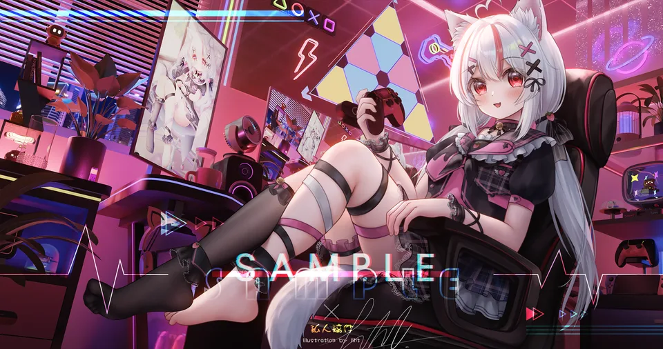 Liht · original characters · anime girls · sitting