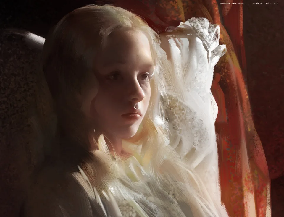 ArtStation · portrait · drawing · white clothing