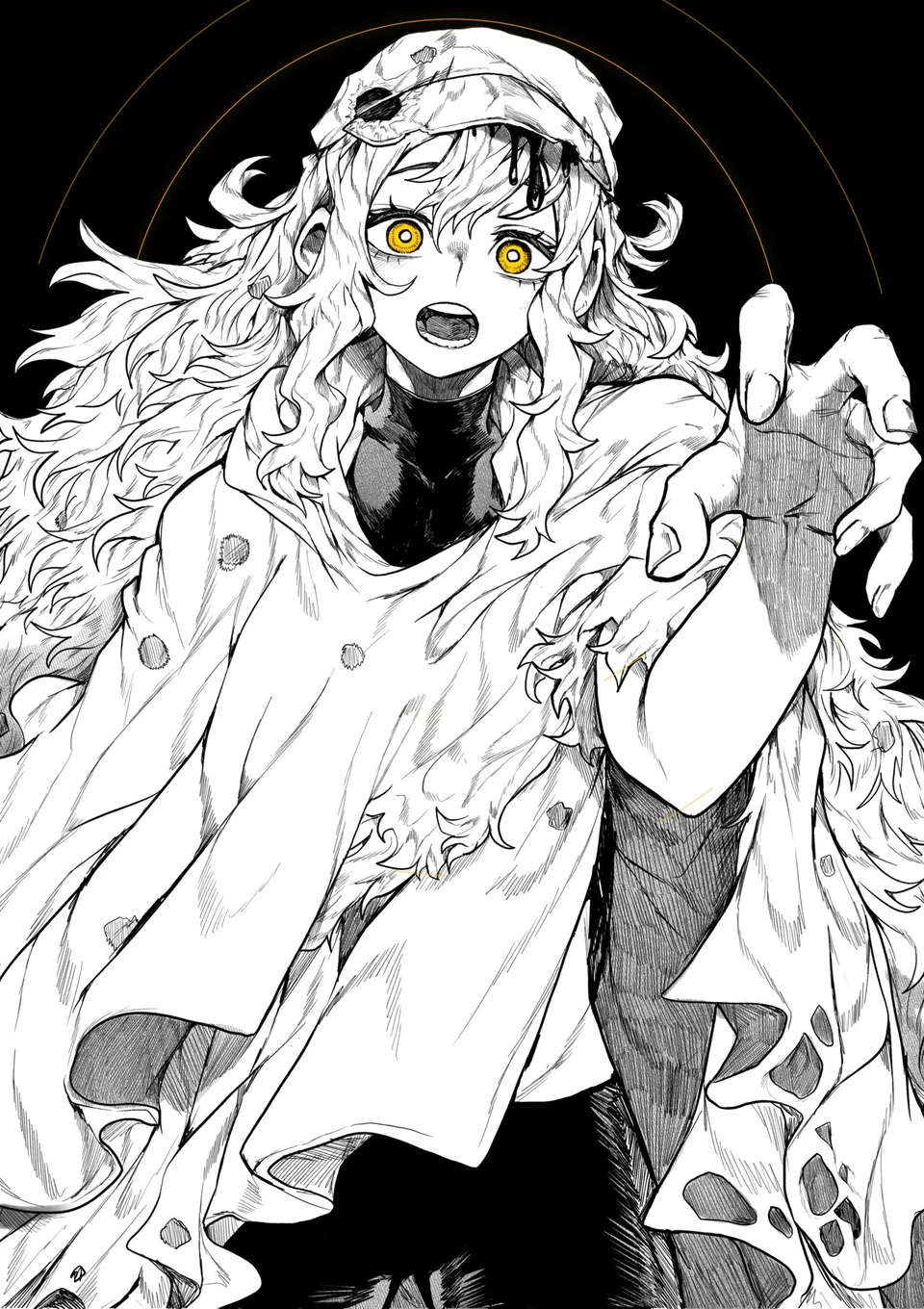 YotsumiShiro · female character · wavy hair · yellow eyes