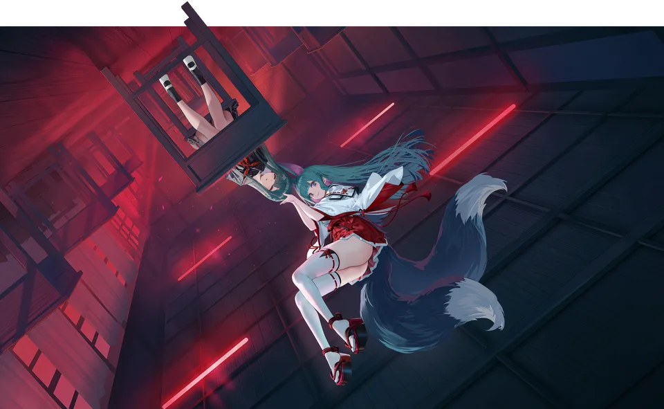 Amatsukaze (Azur Lane) · Azur Lane · cyan hair · white thigh highs