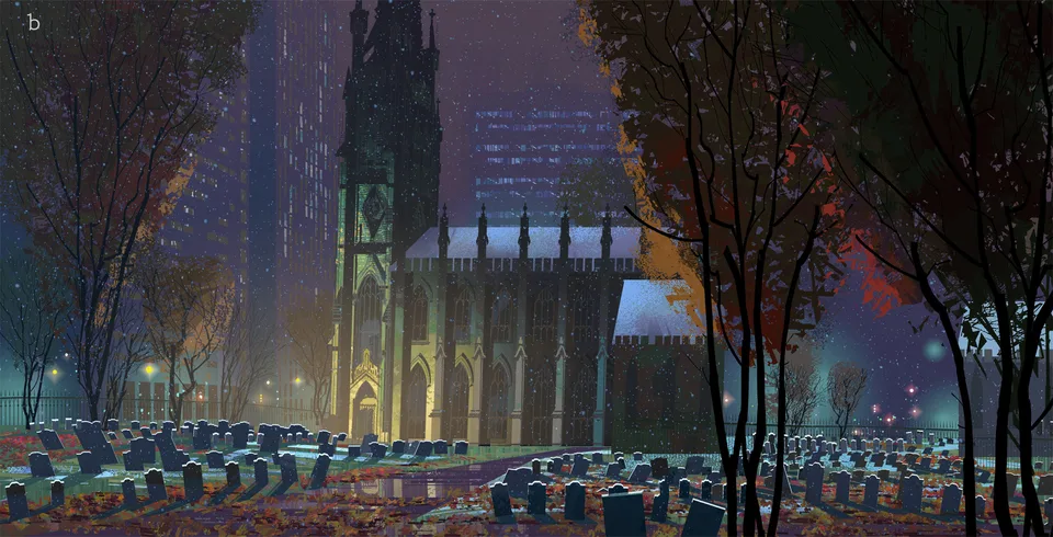 ArtStation · cemetery · church · grave