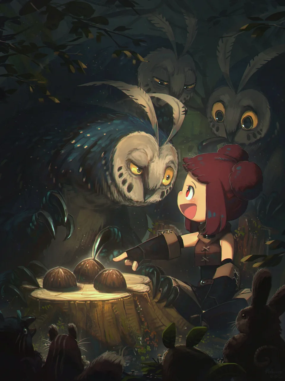 Porforever · original characters · fantasy art · owl