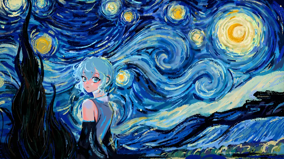 The Starry Night · stars · blue eyes · hopestudio__