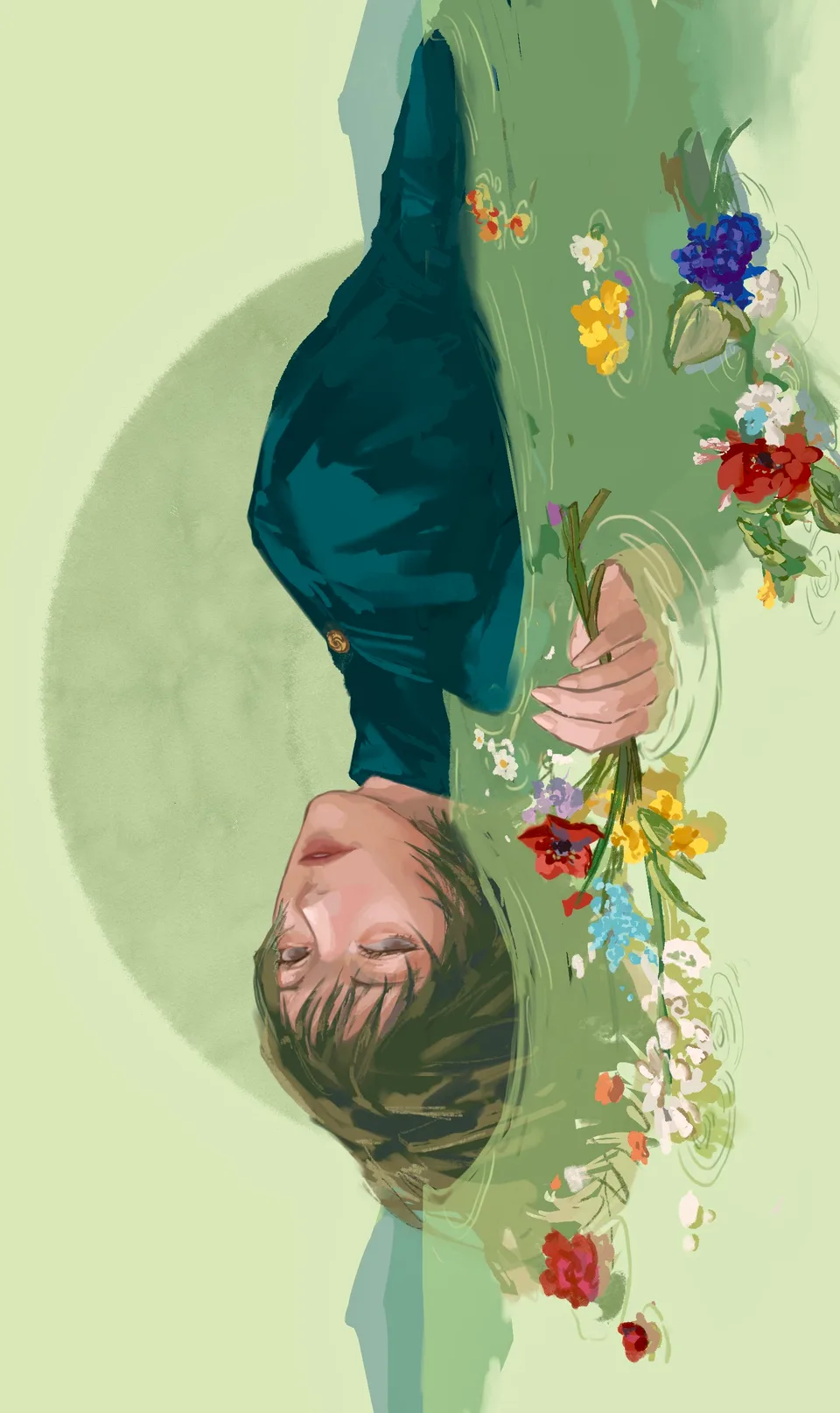 Zenin Mai · Jujutsu Kaisen · flowers · lying in water