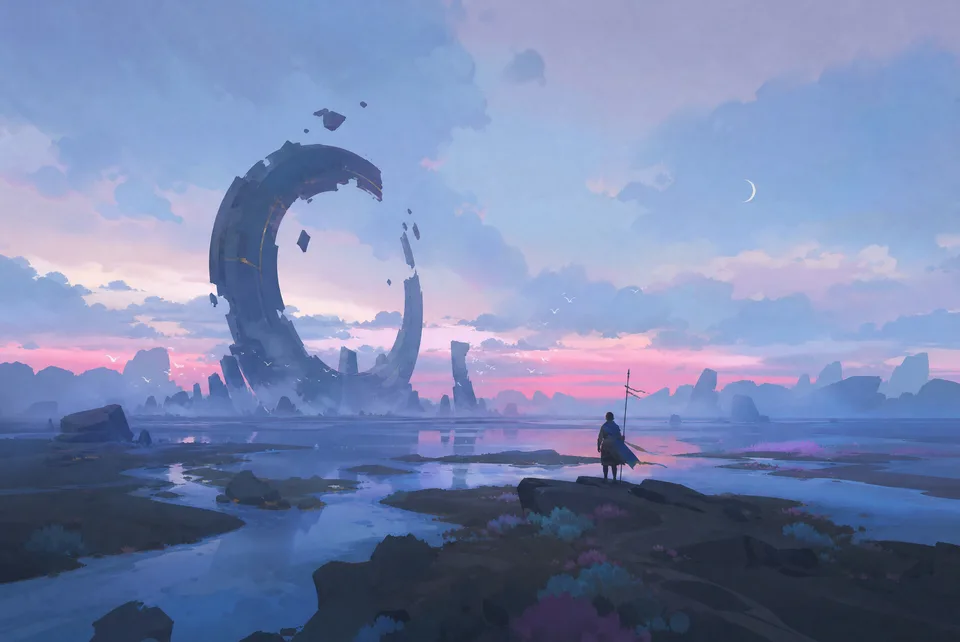 lunar · Moon · lake · artwork