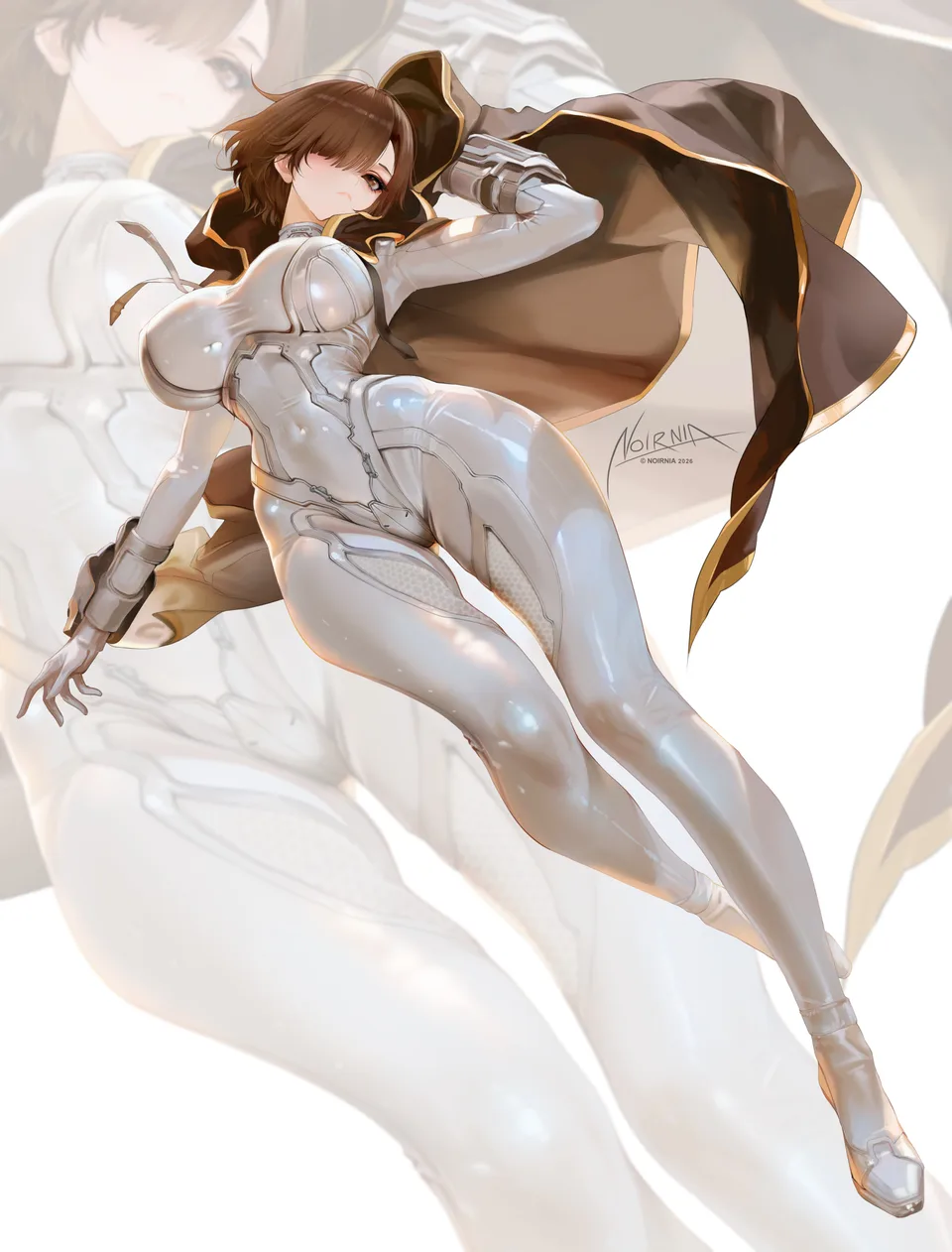 Evie (Stellar Blade) · cape · Stellar Blade · brown eyes