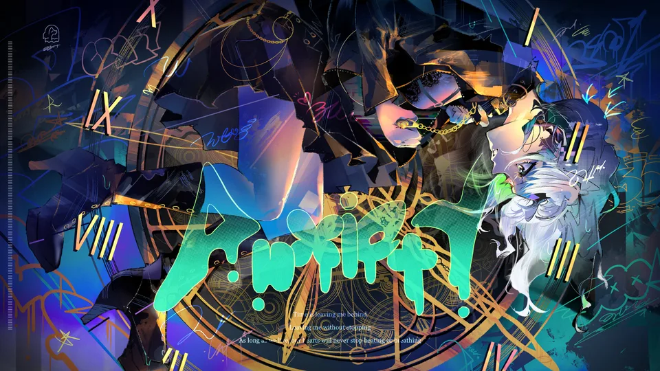 Mikake3x · blue hair · graffiti · high heeled boots