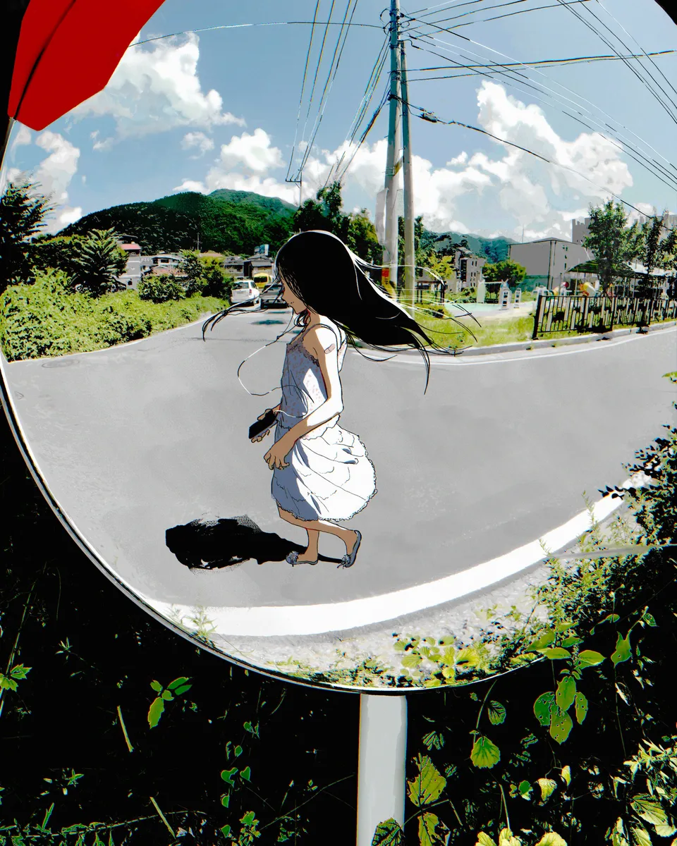shirakawamana · mirror · portrait display · anime girls