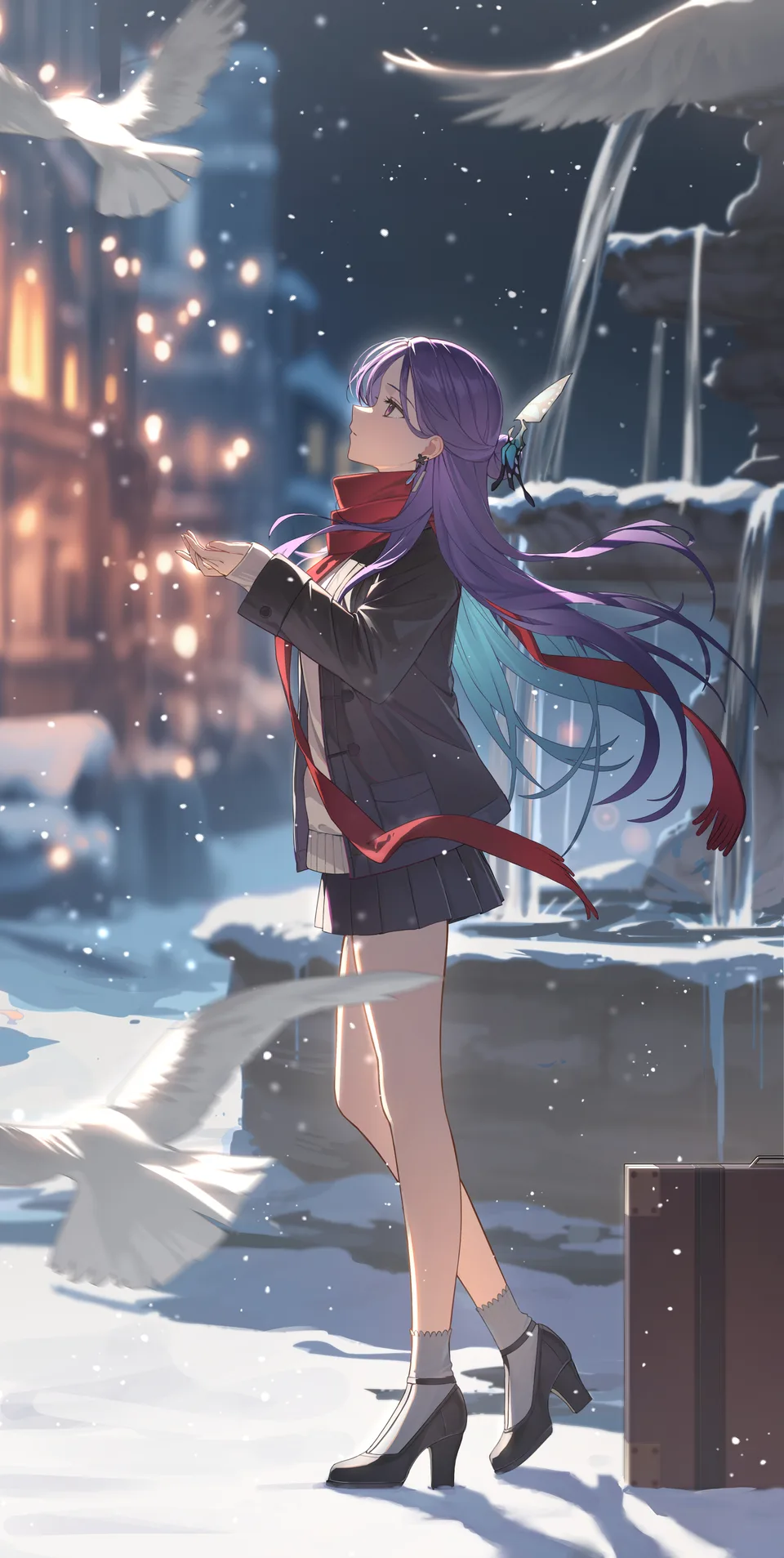 honshin01 · anime girls · winter · snow