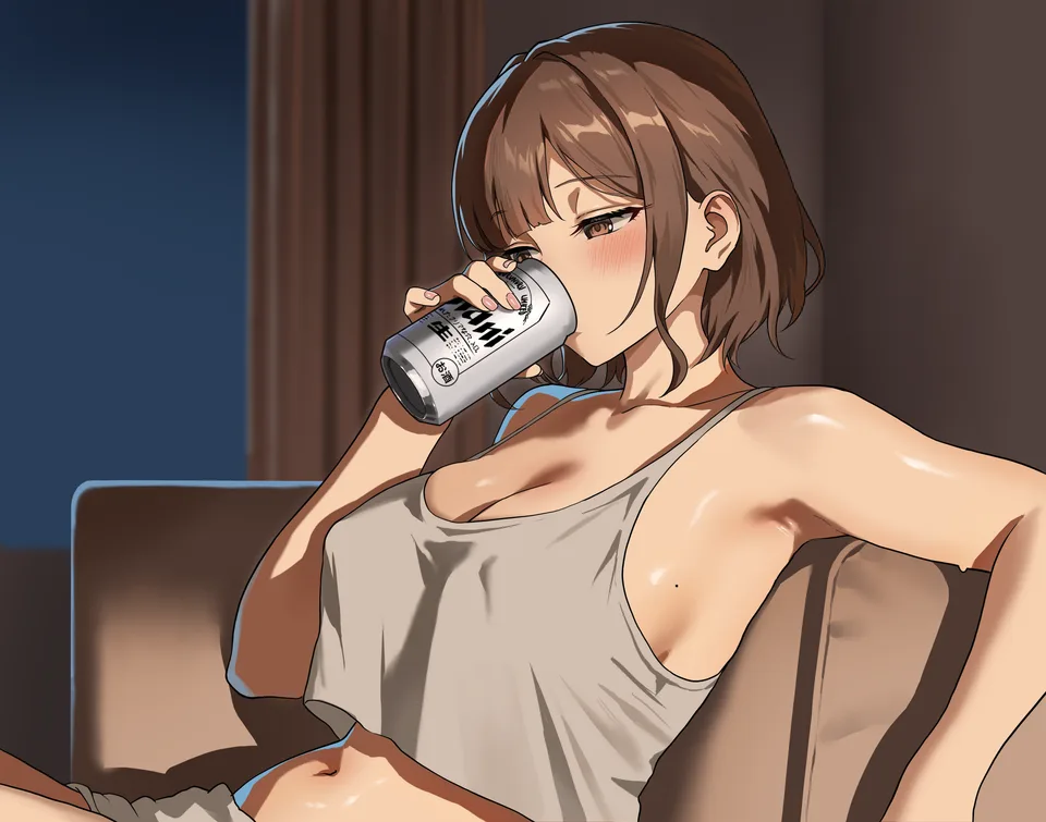 anime girls · belly button · women indoors · brunette