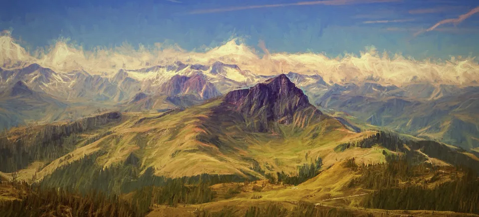 Panorama of Kithbuhel horn, digital paiting.