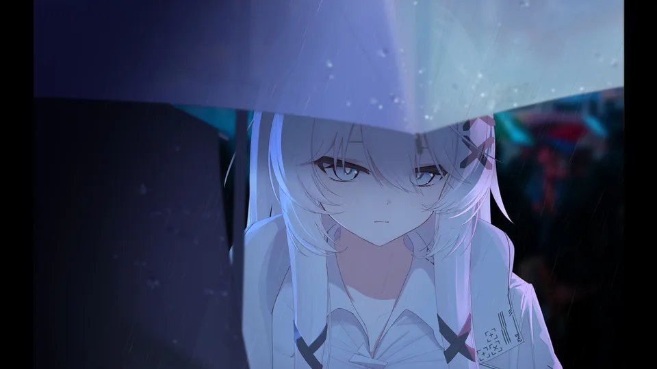 Printstream · white hair · white jacket · hair ornament