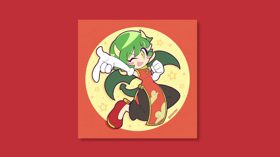 Puyo Puyo · Draco Centauros · red background · dragon girl