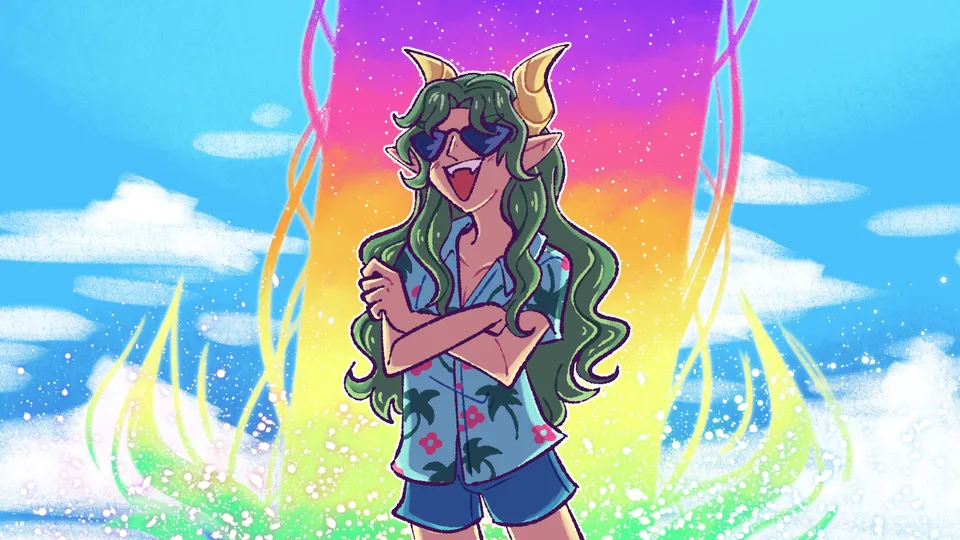 Puyo Puyo · Satan (Puyo Puyo) · sunglasses · green hair