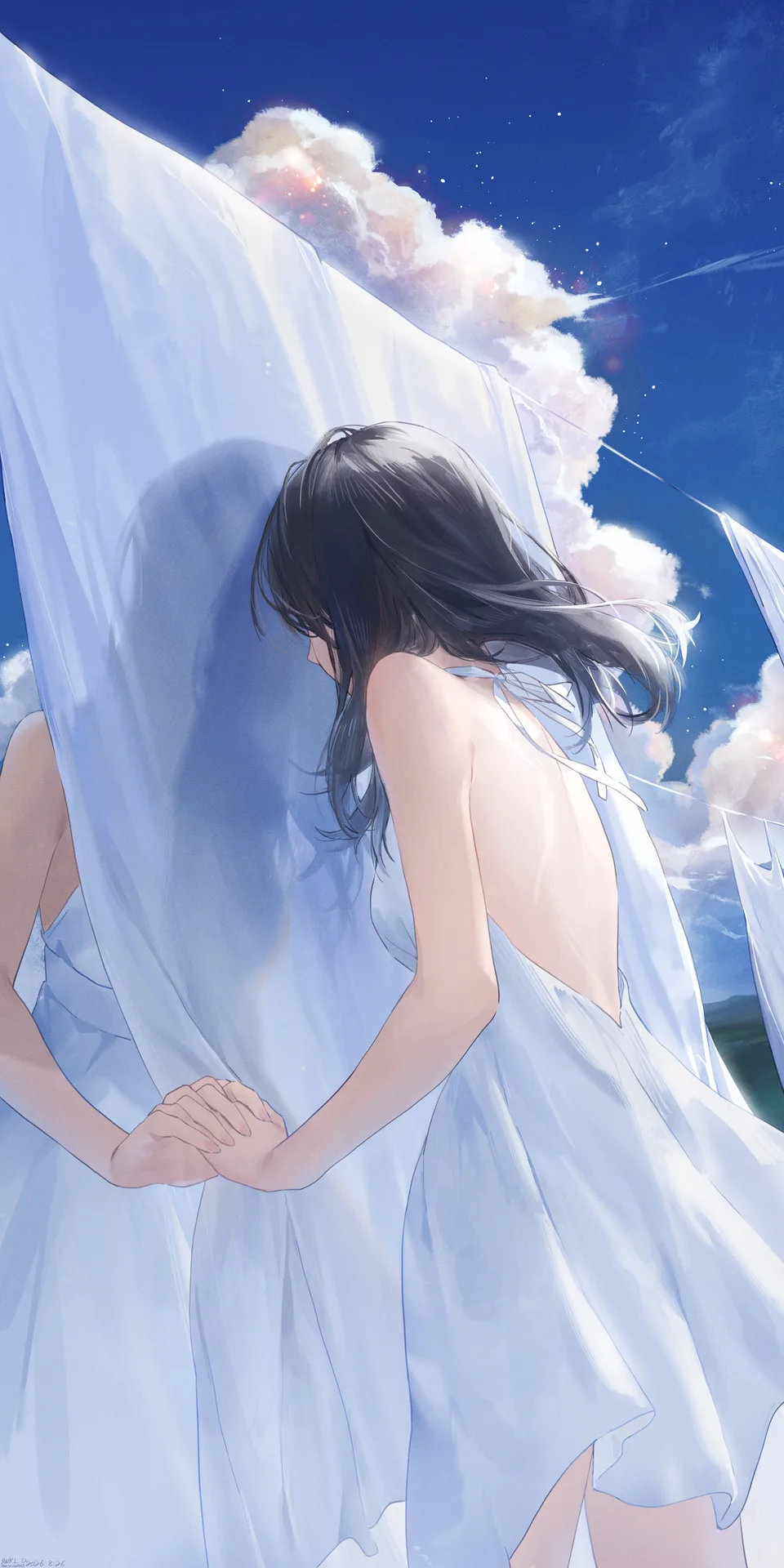 anime girls · two women · portrait display · black hair