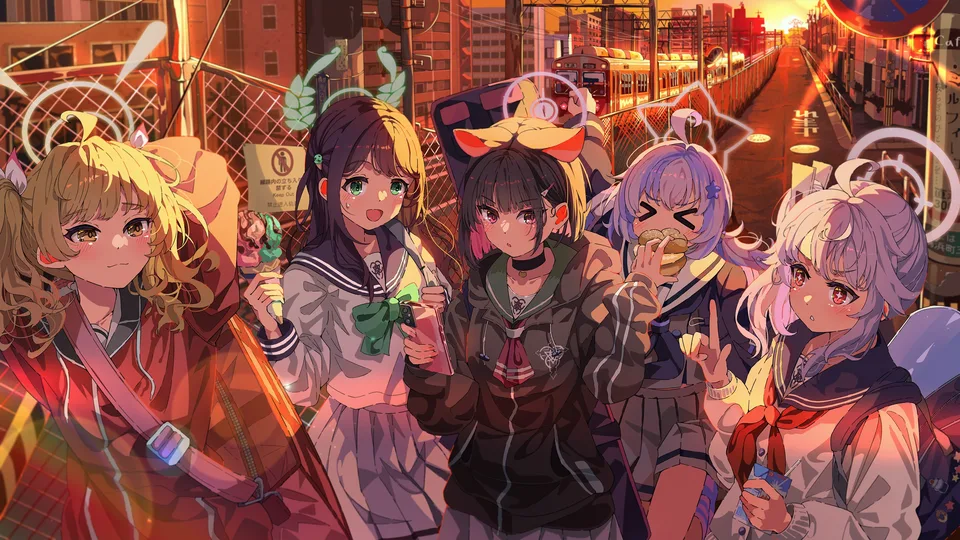 anime girls · Asian · twilight · Blue Archive