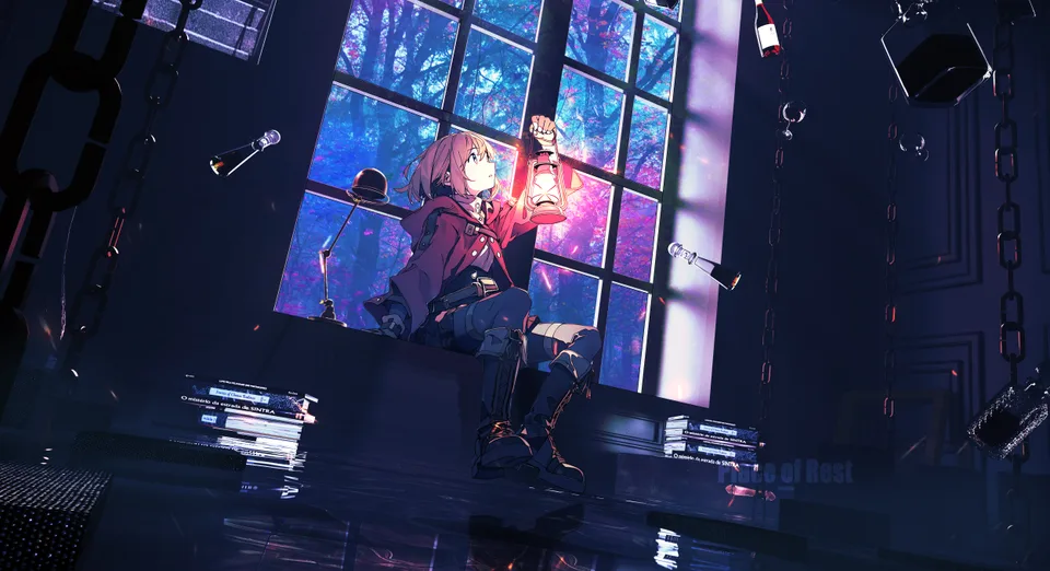 Lifeline · anime girls · short hair · sitting