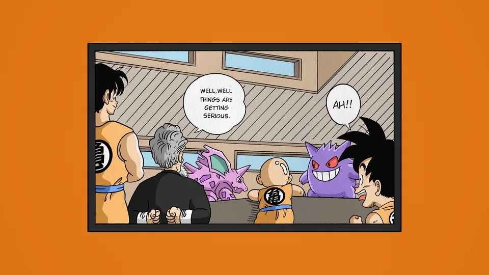 video game crossover · Dragon Ball · Yamcha · Pokémon