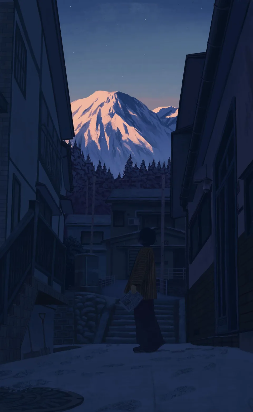 Genjo · mountains · Asian architecture · trees