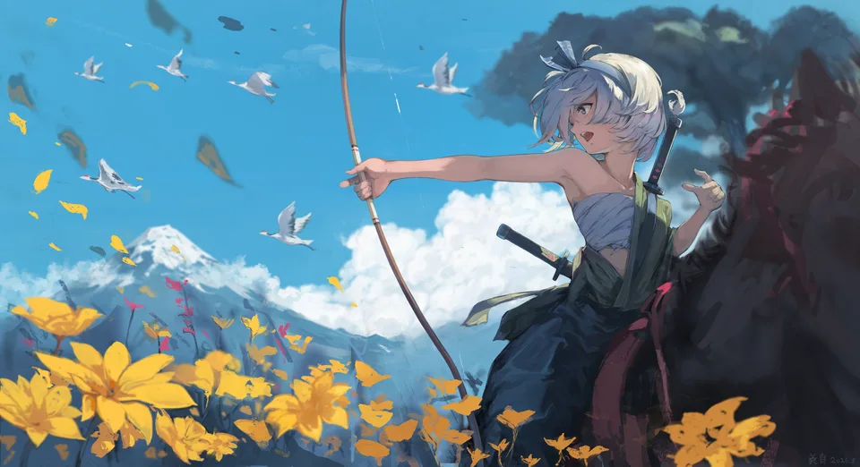 Konpaku Youmu · Touhou · armpits · bow and arrow