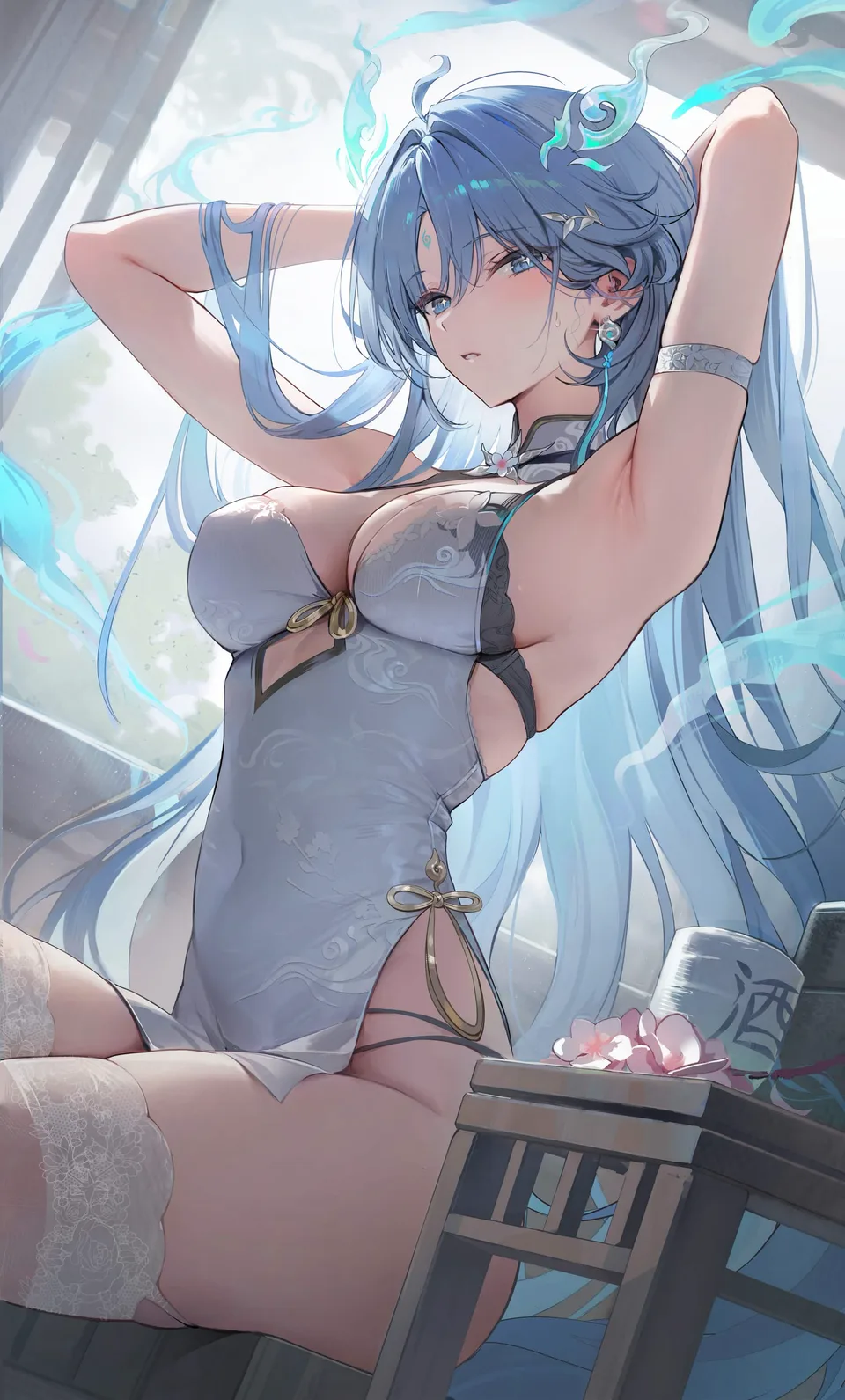 Qingxiao (Wuthering Waves) · video game girls · sitting · Wuthering Waves