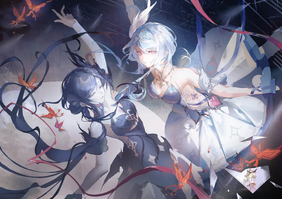 Genshin Impact · Odette (Genshin Impact) · two women · long hair